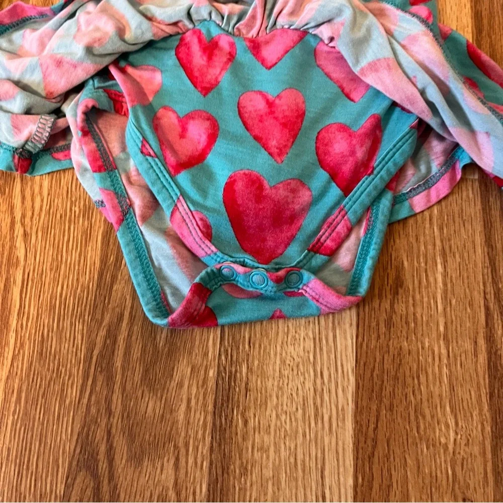 Posh Peanut Long Sleeve Twirl Bodysuit Dress “Queen of Hearts” Size 12-18 Month